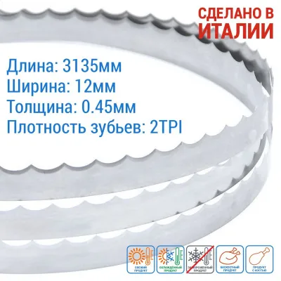 Ленточные полотна по мясу с волнообразными зубьями и без